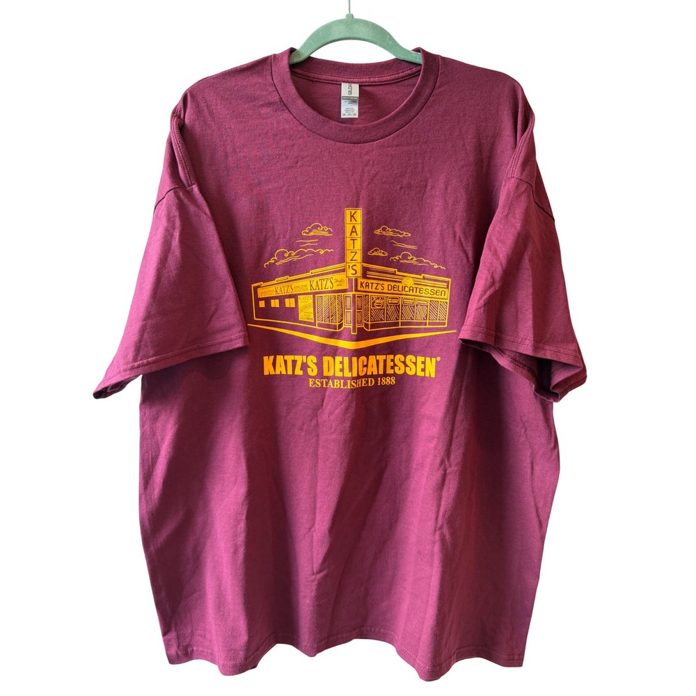 Gildan Katz's Delicatessen Men 2XL Maroon Send a Salami Graphic Tee NYC Retro
